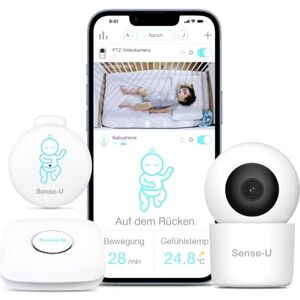 Sense-U Smart Baby Moniteur 3+ 2K Caméra à distance Pan-Tilt-Zoom, vidéo Baby Monitor avec mouvement, Rollover, capteurs de température de sensation   Vision nocturne, conversation bidirectionnelle - Publicité