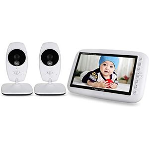 BW Moniteur de bébé sans fil 7 pouces Babyfoon Caméra sans fil Vidéo Bébé Moniteur de vision nocturne Capteur de température Interphone berceuse Double Way Audio Play Chansons (Dual Cameras) - Publicité