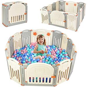 LIFEZEAL Grand Parc Bébé Pliable 16/14 Panneaux, Enclos de Jeu Ours en  HDPE, Parc Enfant Modulable avec Porte, Centre d'activité Bebe, Rangement