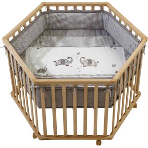 Roba Kids Parc hexagonal en bois naturel Marron 120x72x106cm