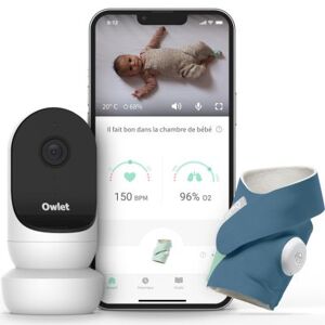 Owlet Pack duo babyphone audio avec vidéo Cam 2 et Smart Sock 3 bleu nuit - Publicité