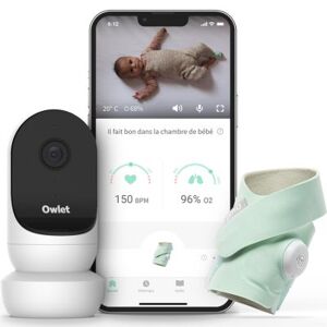 Owlet Pack duo babyphone audio avec vidéo Cam 2 et Smart Sock 3 menthe - Publicité