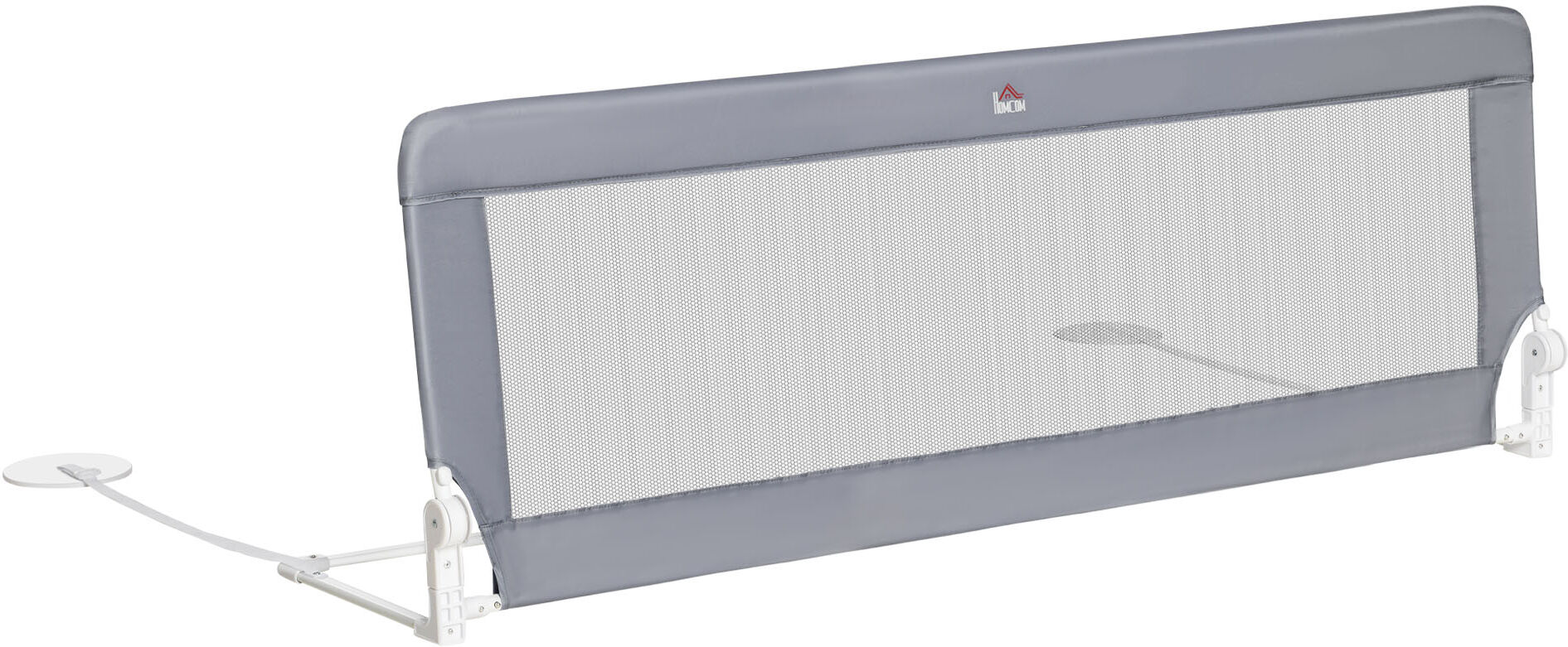 Homcom Sponda Letto per Bambini da 18 Mesi, Barriera di Sicurezza Universale Anticaduta con Tessuto a Rete, 150x40x60cm, Grigio