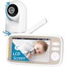 Zawaer babyfoon, babyfoon met camera 5'' 720P HD, video babyfoon camera en audio babyfoon met Vox functie, PTZ 330°/135°, 3×zoom, 2,4 GHz intercomfunctie, nachtzicht, temperatuurbewaking