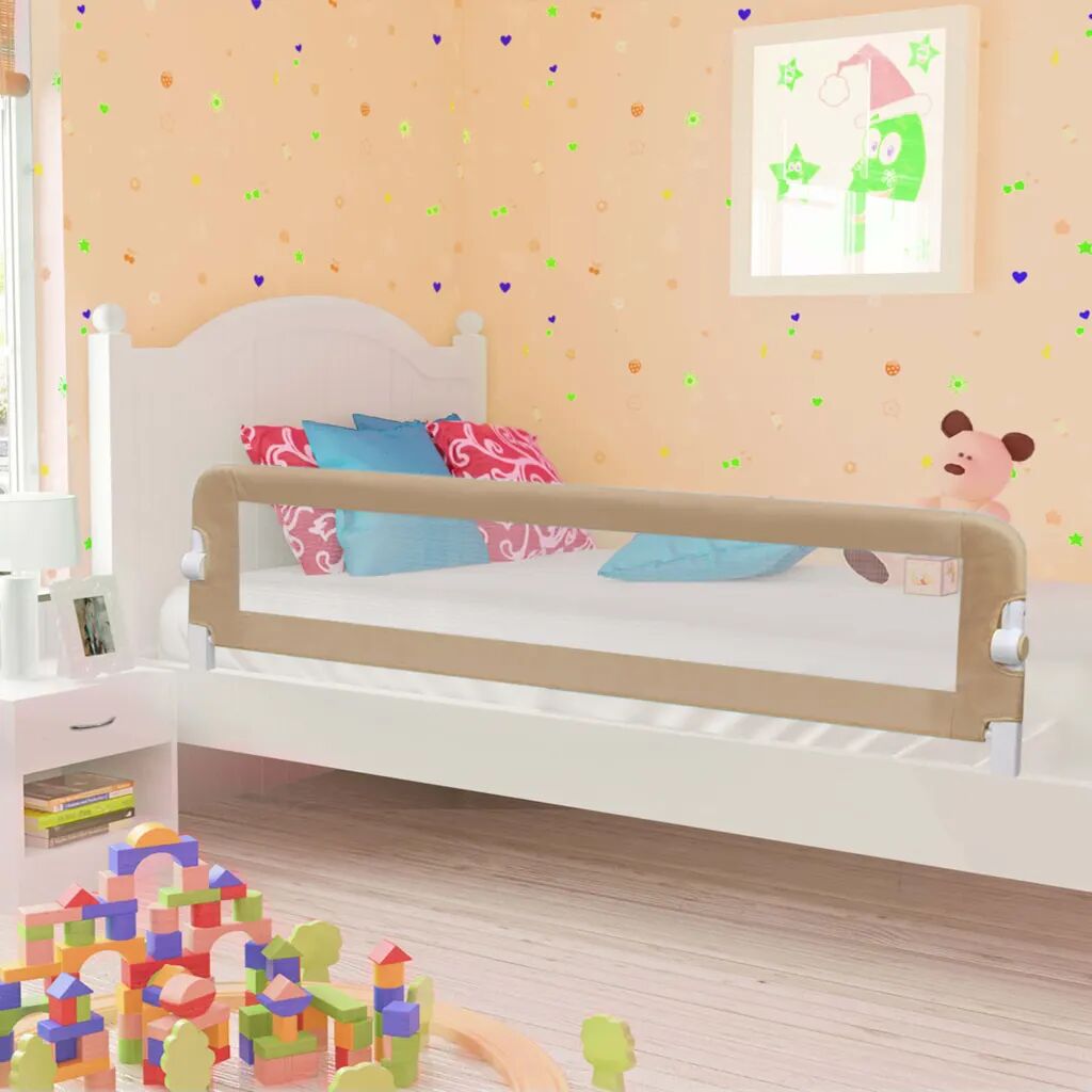 vidaXL Barra segur. cama infantil 180x42cm poliéster cinza-acastanhado