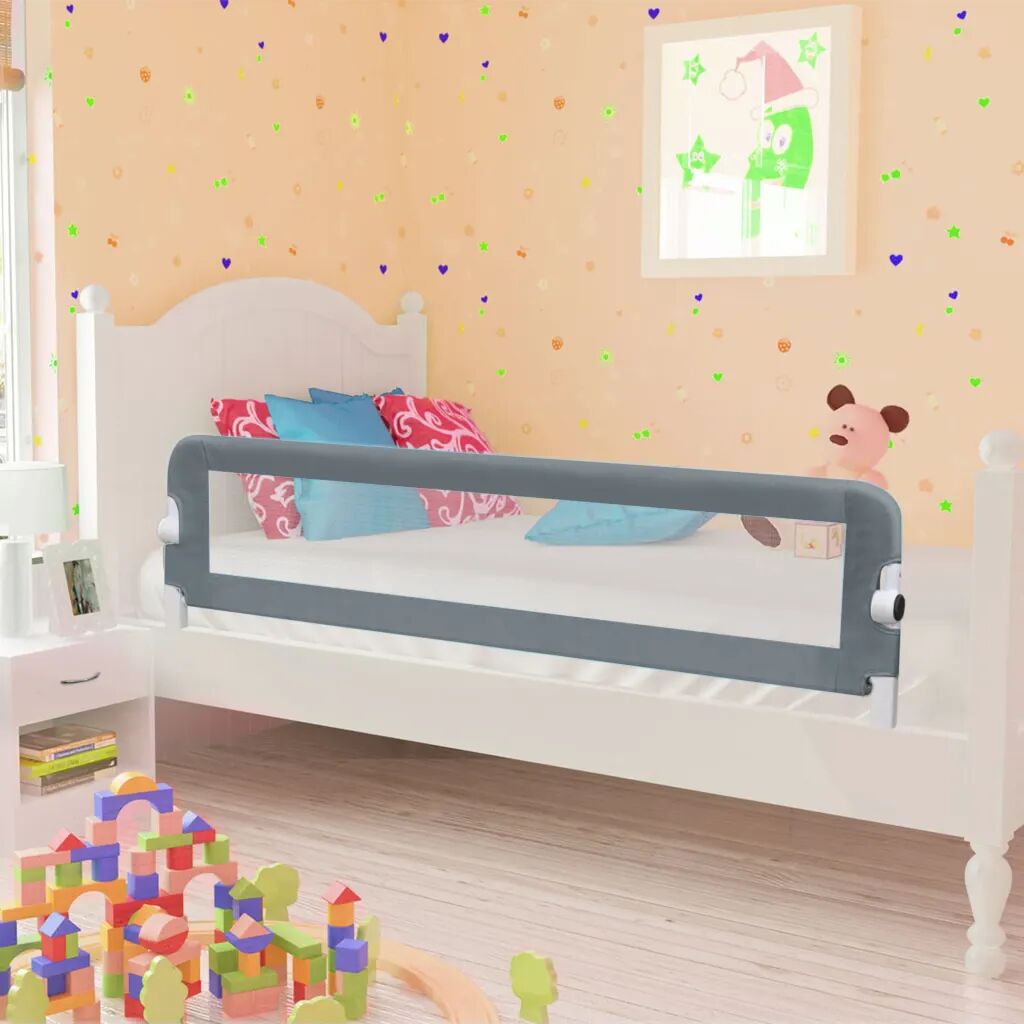 vidaXL Barra de segurança p/ cama infantil 120x42cm poliéster cinzento