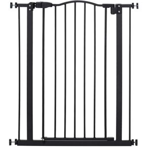 PawHut Pressure Fit Dog Stair Gate No Drilling Safety Gate Auto Close for Doorways, Hallways, 74-80cm Adjustable, 78cm Tall, Black