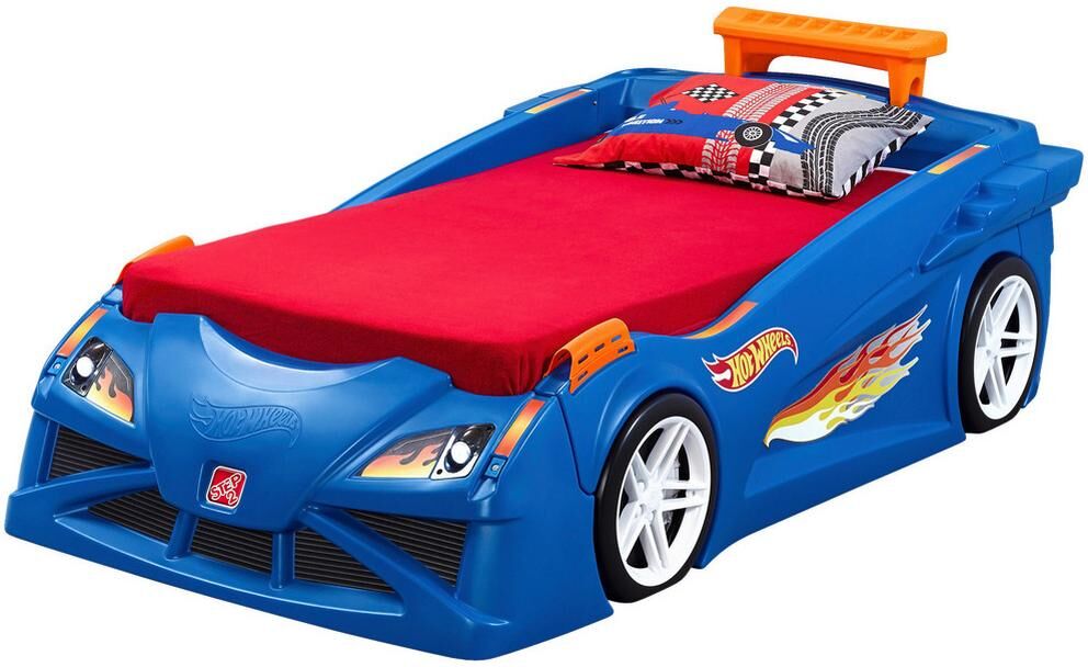 MÖBELIX Autobett Hot Wheels Rennwagen 70x140 cm Blau + Beleuchtung