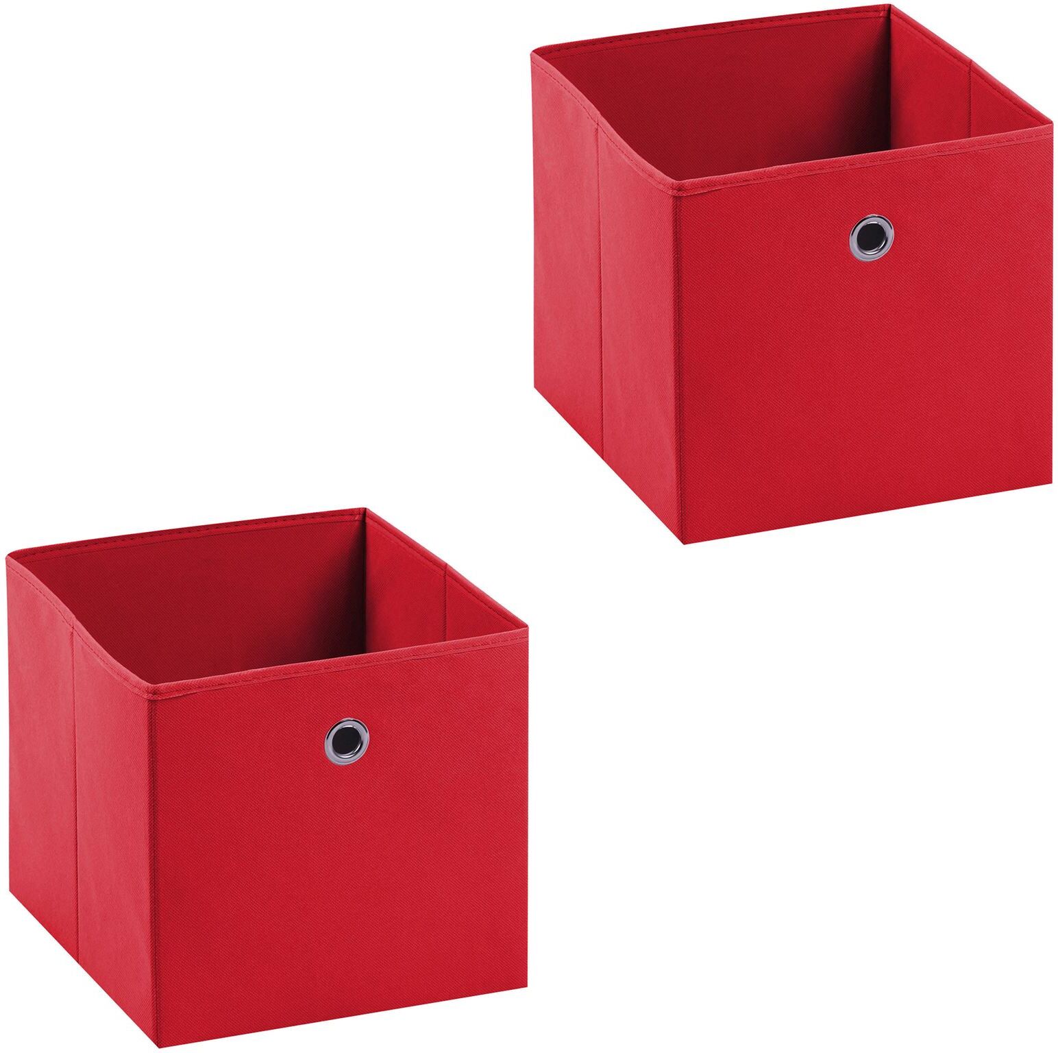 IDIMEX Lot de 2 boîtes de rangement ELA, en tissu rouge