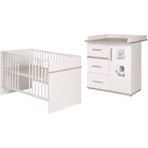 roba® Babymöbel-Set »Moritz«, (Spar-Set, 2 St., Kinderbett, Wickelkommode),... weiss/Luna Elm