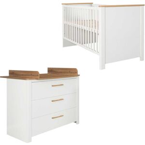 roba® Babymöbel-Set »Ava«, (Spar-Set, 2 St., Kinderbett, Wickelkommode), mit... weiss/Artisan Eiche