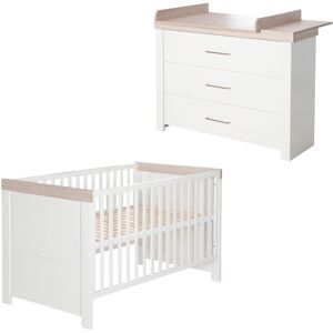 roba® Babymöbel-Set »Lucy«, (Spar-Set, 2 St., Kinderbett, Wickelkommode), mit... weiss/Luna Elm