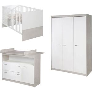 roba® Babyzimmer-Komplettset »Julia«, (Set, 3 St., Kinderbett, Schrank,... weiss/grau