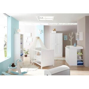Ticaa Babyzimmer-Komplettset »Moritz«, (Set, 5 St., Bett + Wickelkommode +... Kiefer massiv weiss lackiert
