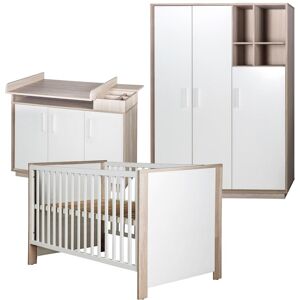 roba® Babyzimmer-Komplettset »Olaf«, (Set, 3 St., Kinderbett, Wickelkommode,... weiss/Luna Elm