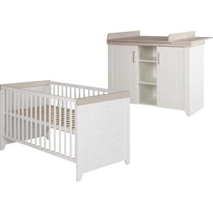 roba® Babymöbel-Set »Felicia«, (Set), im Landhausstil - Gitterbett: umbaubar... Weiss