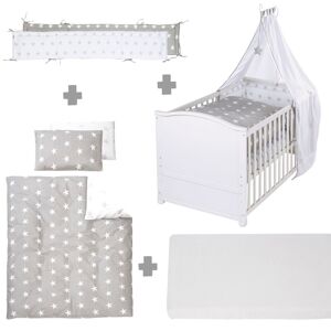 roba® Komplettbett »Little Stars, 70x140 cm«, (6 tlg.), Matratze,... weiss/grau Größe