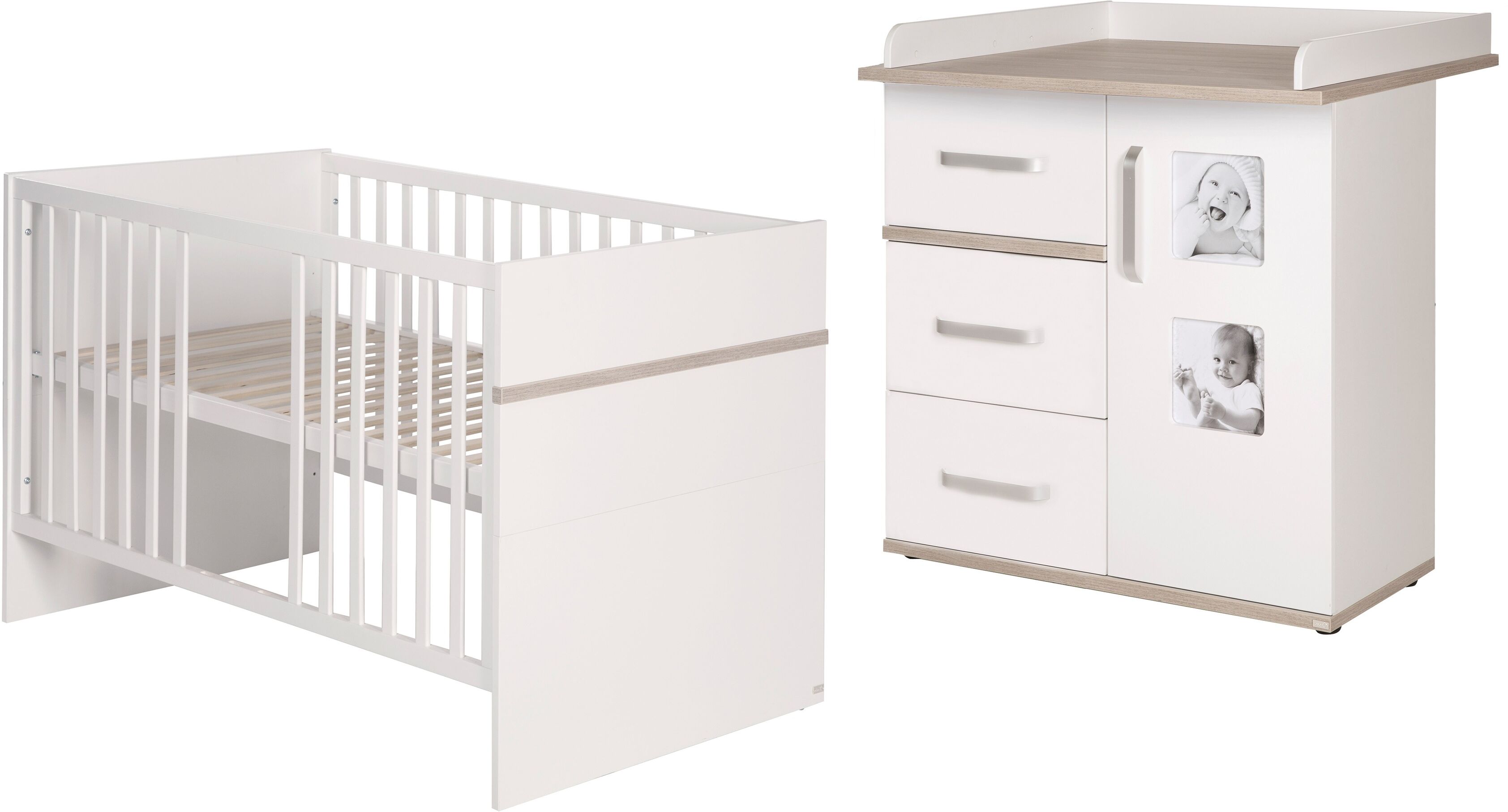 roba® Babymöbel-Set »Moritz«, (Spar-Set, 2 St.), mit Kinderbett und schmaler... weiss