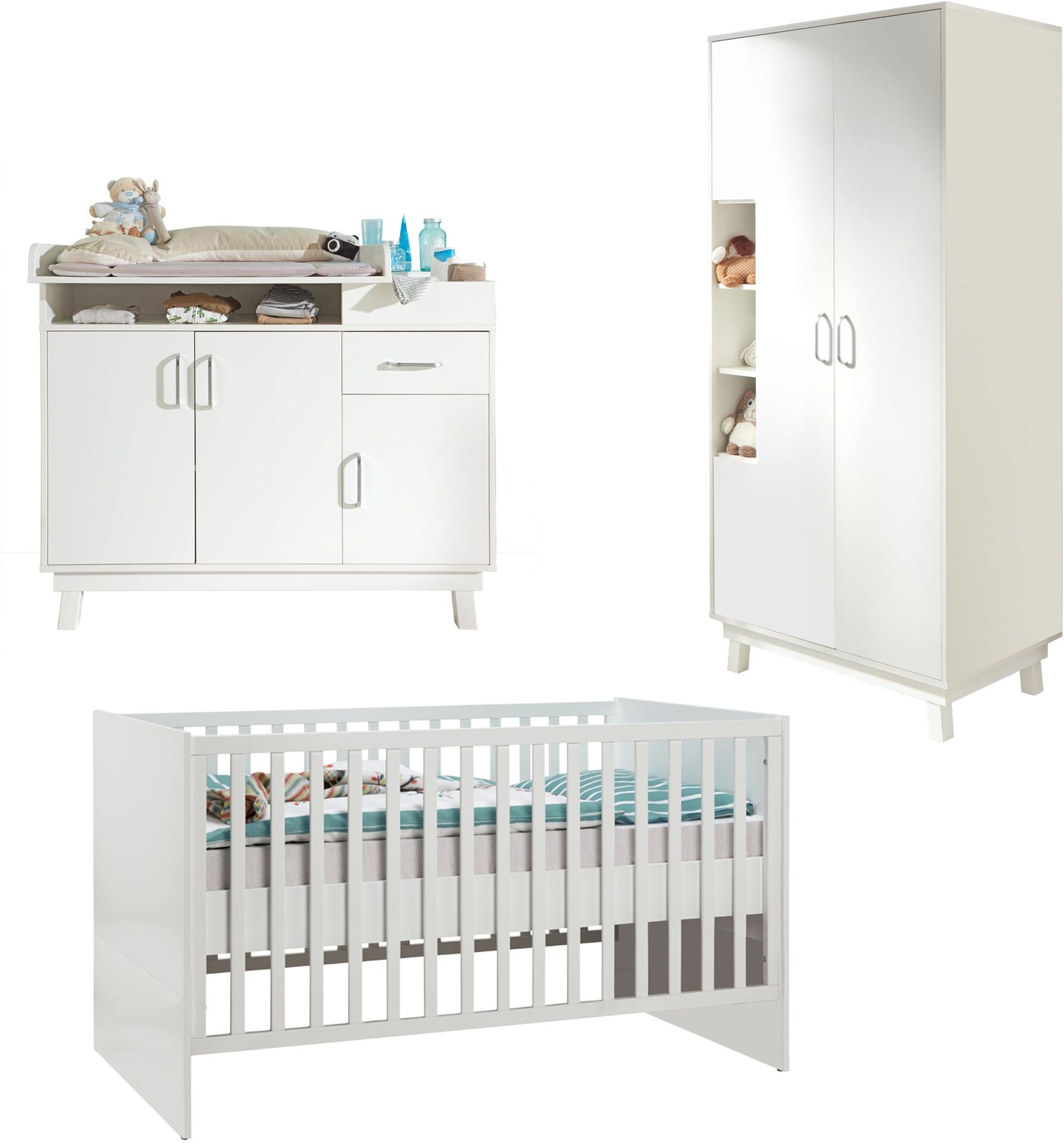 roba® Babyzimmer-Komplettset »Nordic, weiss«, (Set, 3 St.), mit Kinderbett,... weiss