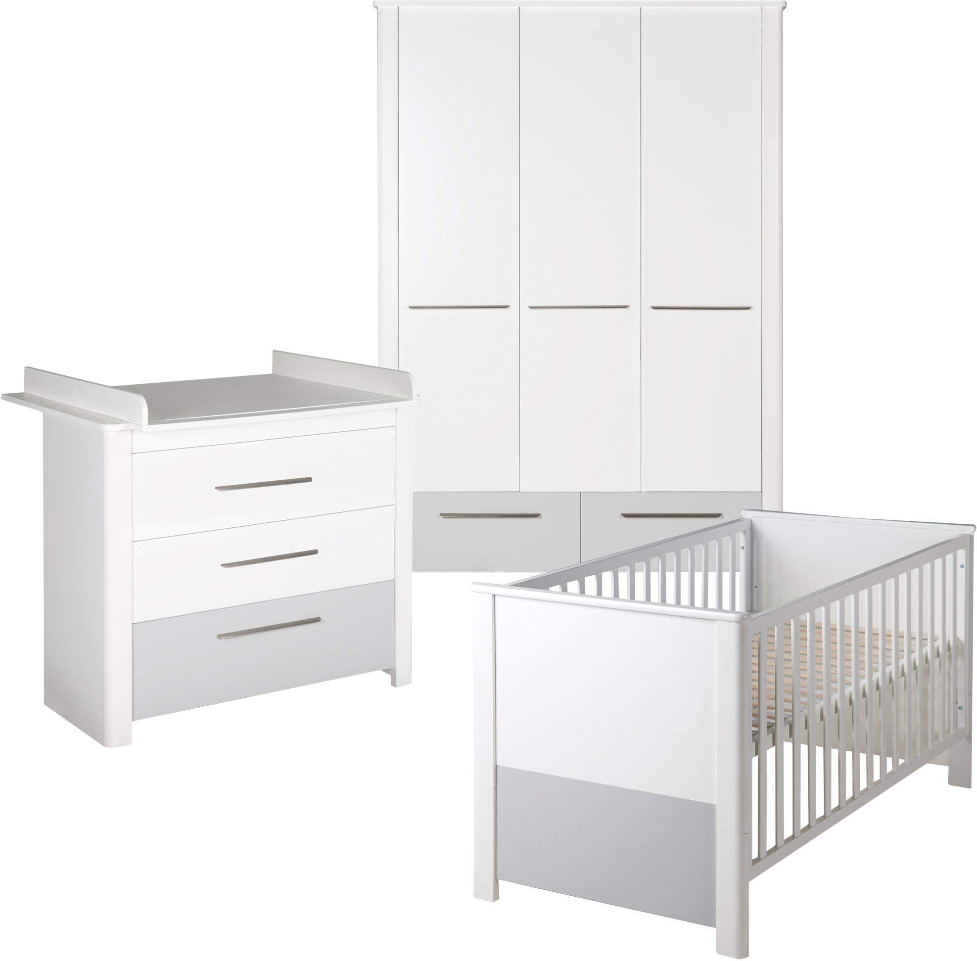 roba® Babyzimmer-Komplettset »Linus«, (Set, 3 St.), mit Kinderbett, Schrank... grau