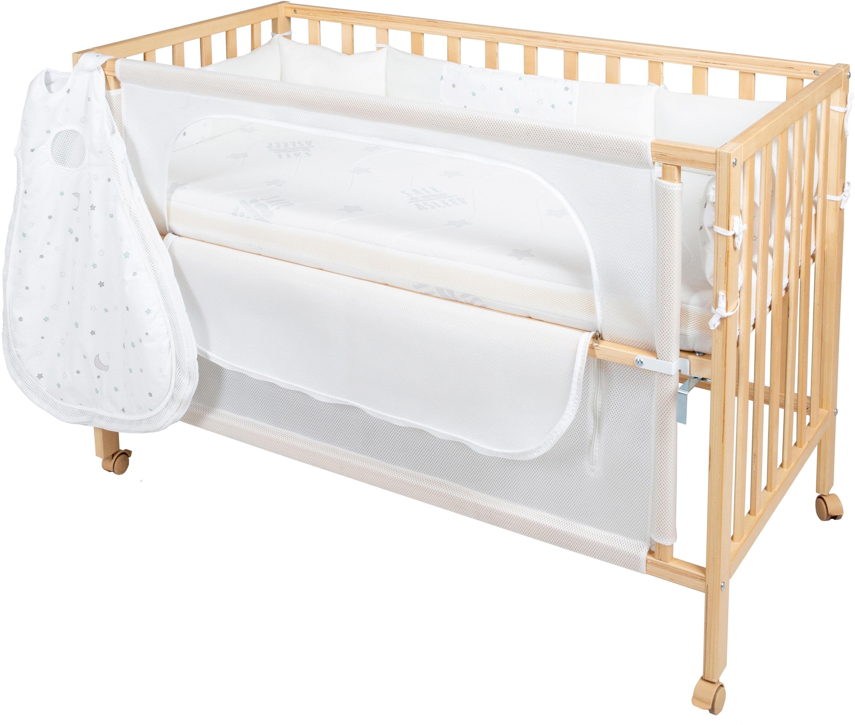 roba® Babybett »Room Bed, safe asleep®, Sternenzauber natur«, (4 tlg.) beige  Liegefläche: 60 x 120 cm