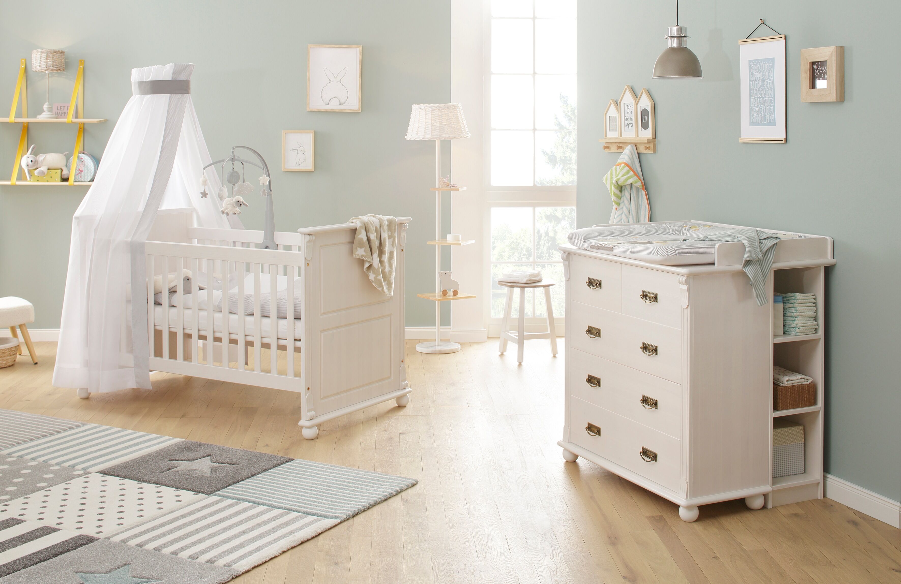 Lüttenhütt Baby Babymöbel-Set »Aimo«, (Spar-Set, 2 St.), aus Massivholz;... weiss