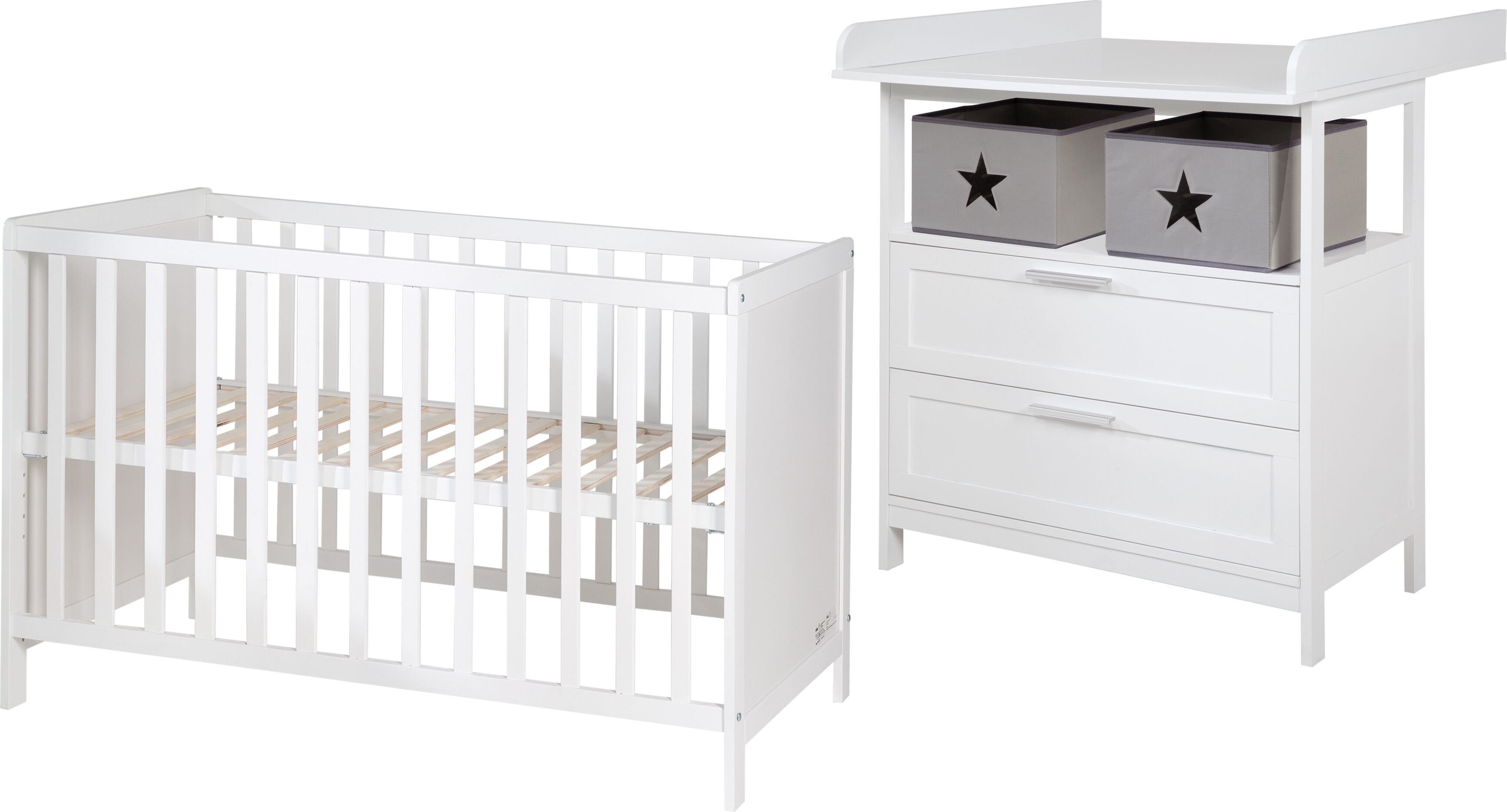 roba® Babymöbel-Set »Hamburg«, (Spar-Set, 2 St.), mit Kinderbett und... weiss