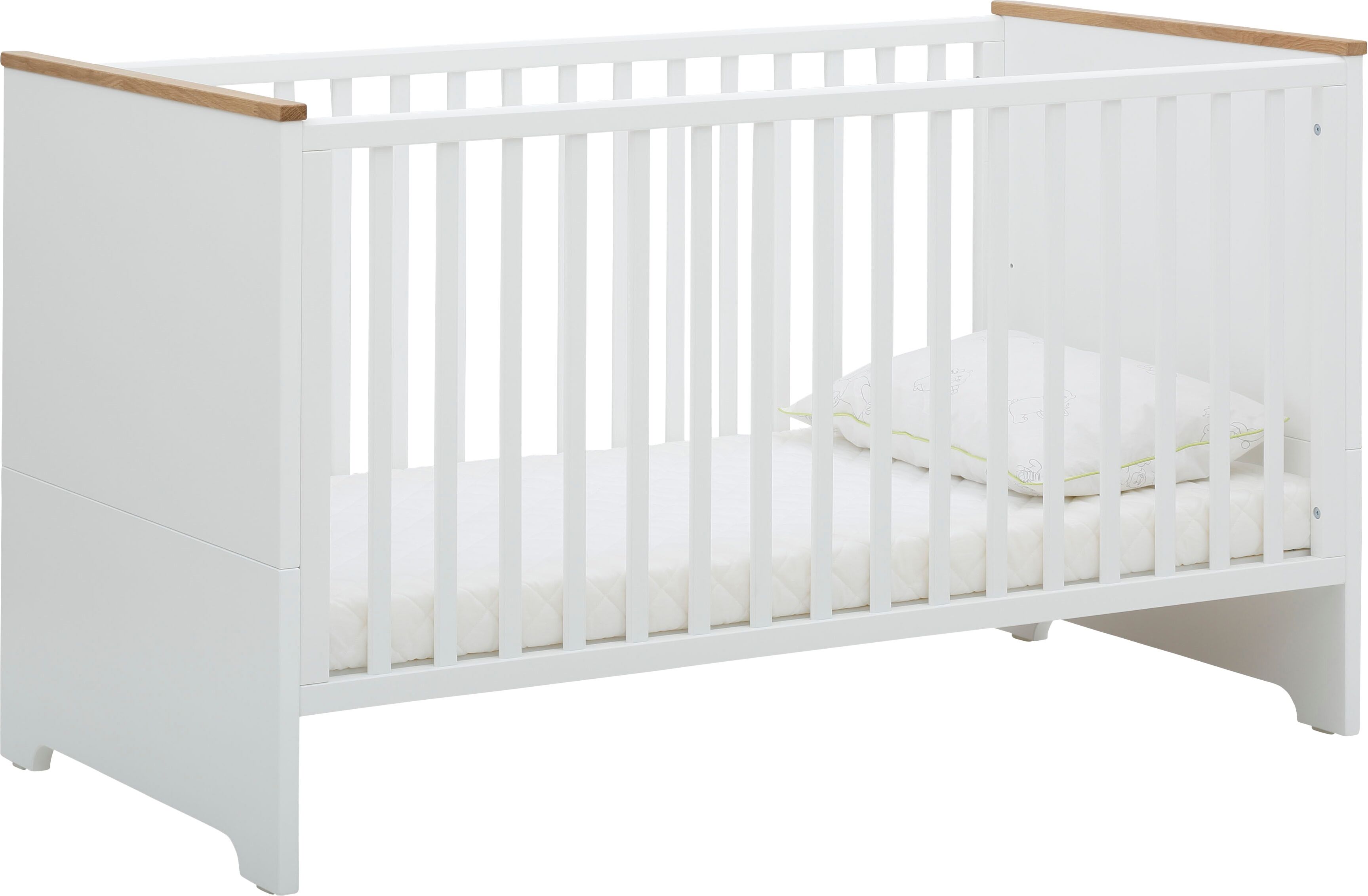 Lüttenhütt Baby Babybett »Lauris, weiss/eiche«, FSC®-Holz aus gewissenhaft... weiss  Liegefläche: 70 x 140 cm