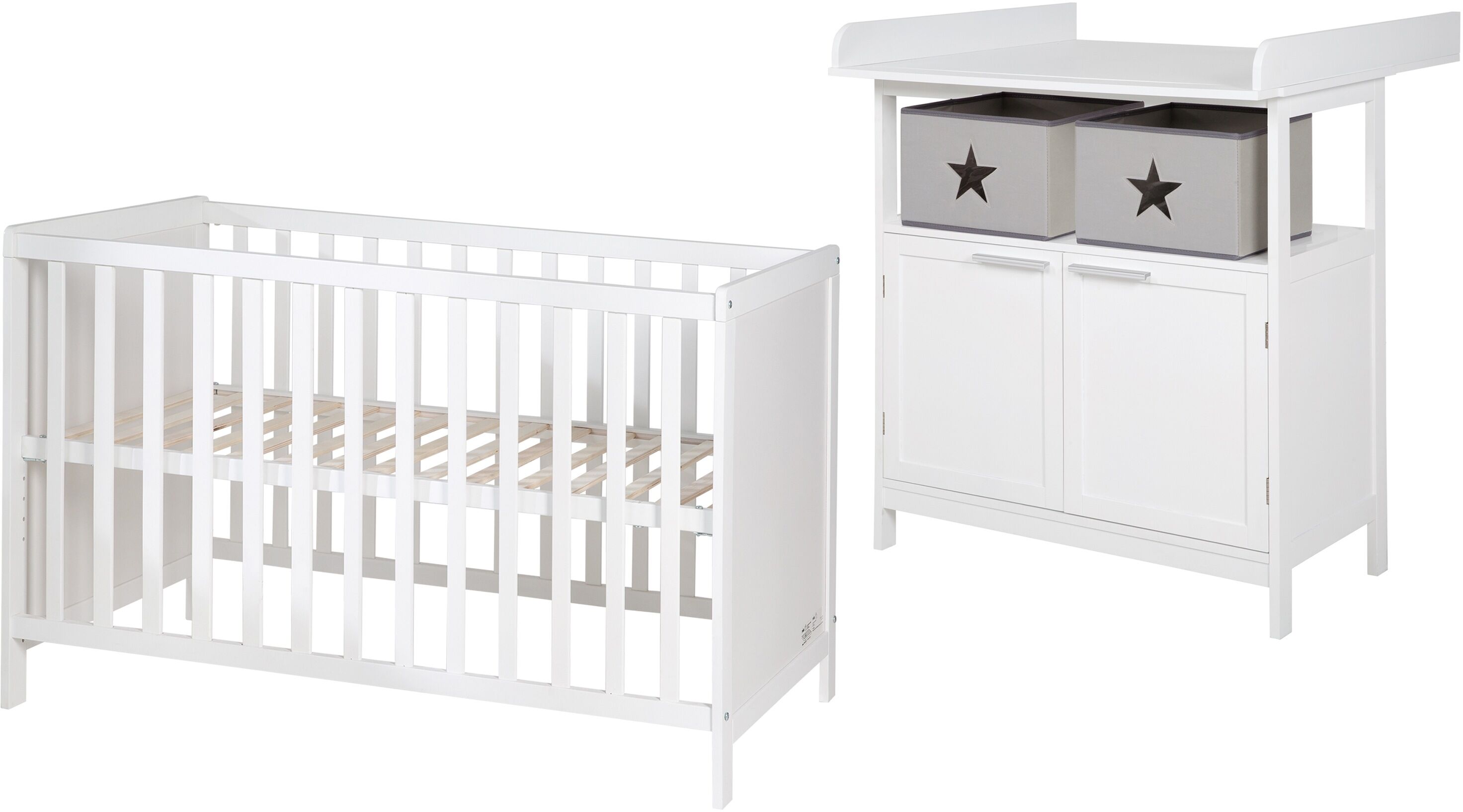 roba® Babymöbel-Set »Hamburg«, (Spar-Set, 2 St.), mit Kinderbett und... weiss