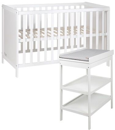 roba® Babymöbel-Set »Style«, (Spar-Set, 2 St.), mit Kinderbett und Wickelregal weiss