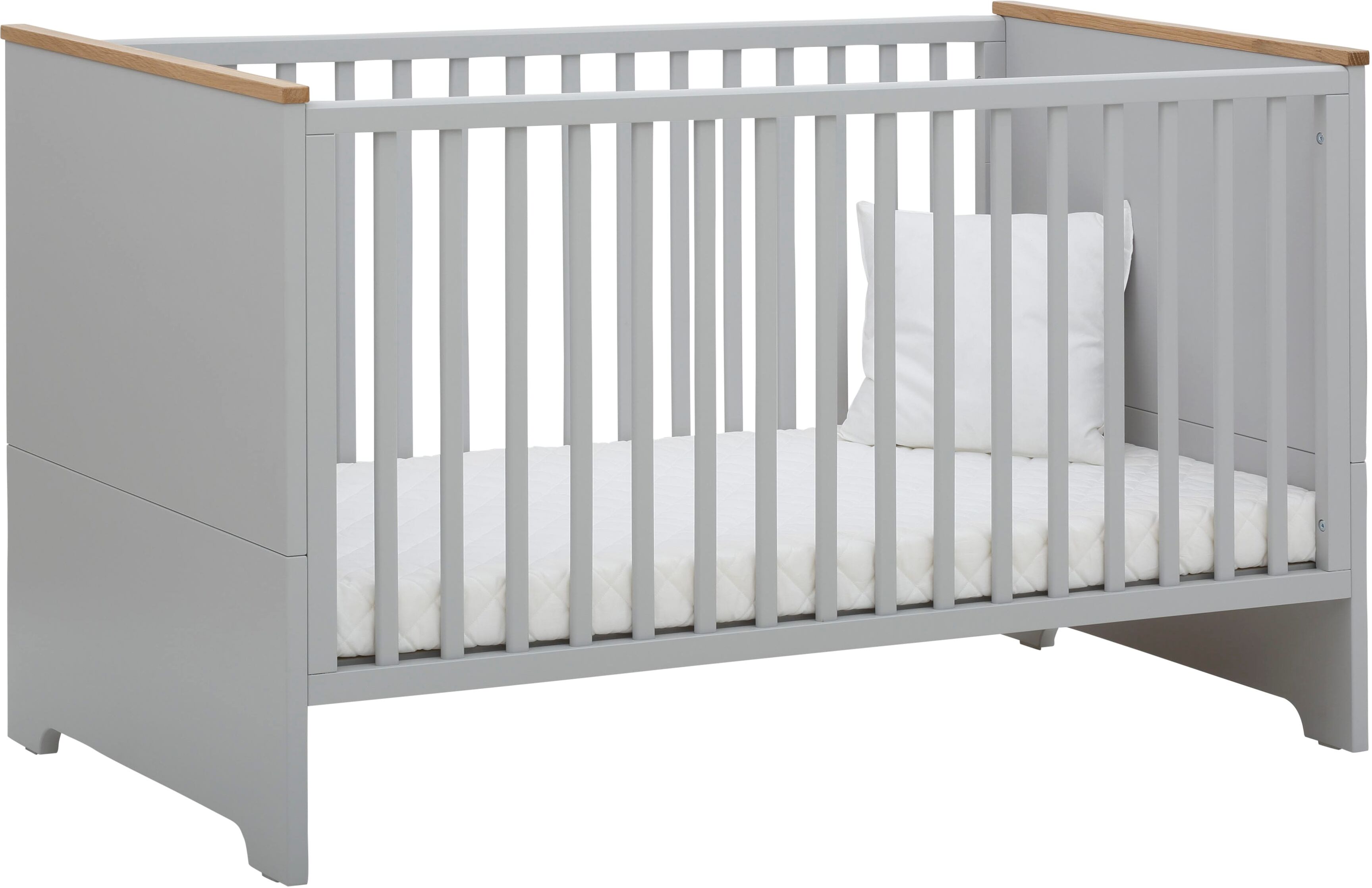 Lüttenhütt Baby Babybett »Lauris, grau/eiche«, FSC®-Holz aus gewissenhaft... grau  Liegefläche: 70 x 140 cm