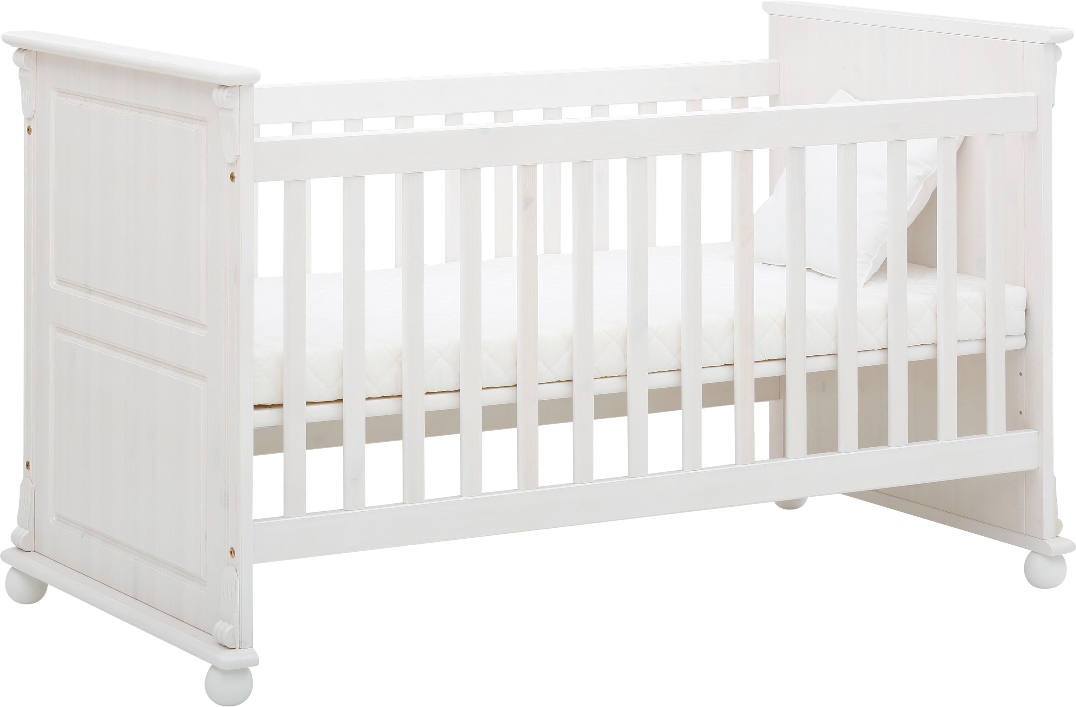 Lüttenhütt Baby Babybett »Aimo«, aus Massivholz; FSC®-Holz aus gewissenhaft... weiss  Liegefläche: 70 x 140 cm