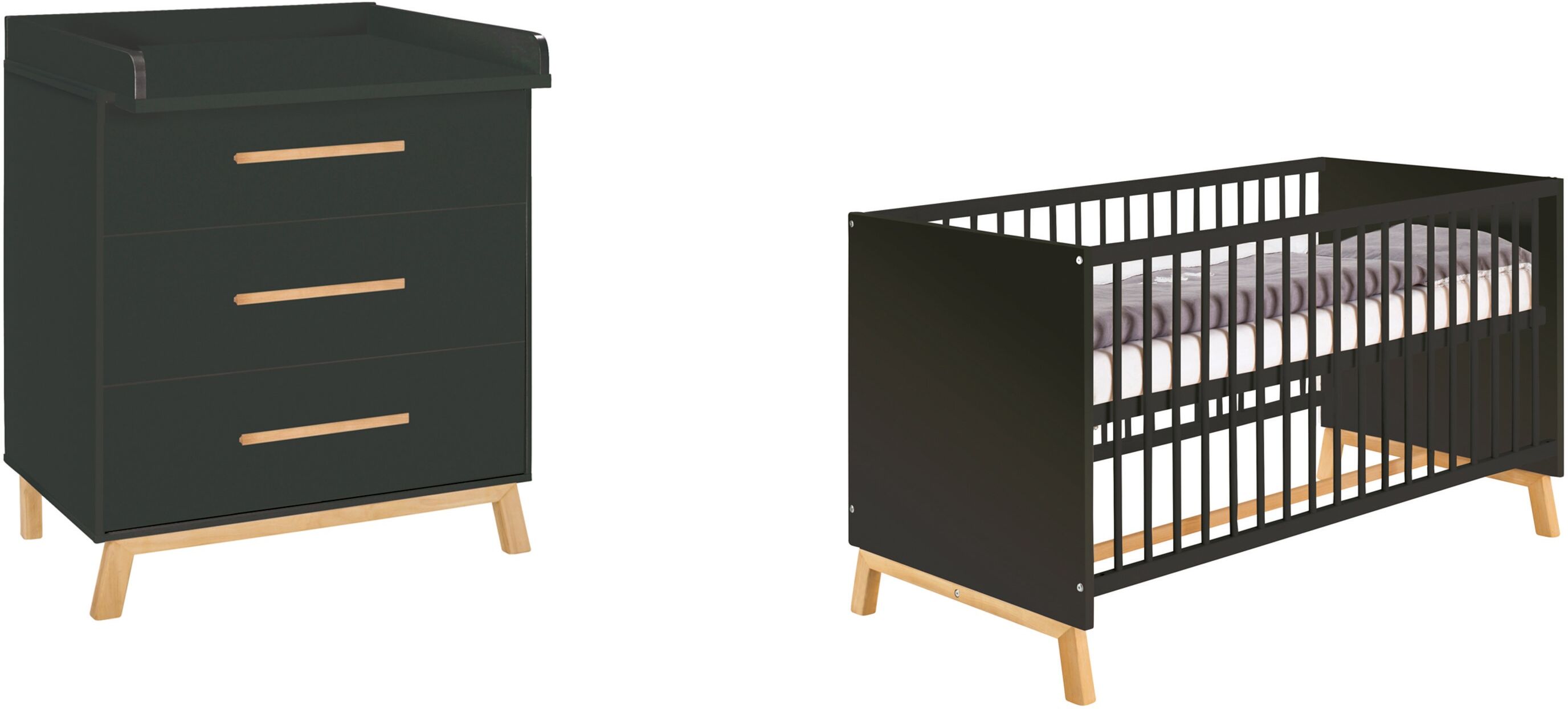 Schardt Babymöbel-Set »Sienna Black«, (Spar-Set, 2 St.), mit Kinderbett und... schwarz