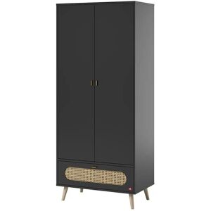 Höffner Kleiderschrank  Canne ¦ schwarz ¦ Holzwerkstoff ¦ Maße (cm): B: 85 H: