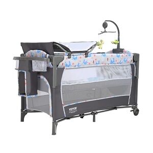 VEVOR Babybett Beistellbett Baby Rollbar 4 in 1, 926 x 598 x 692 mm Reisebett Kombi Set 35 kg Max. Gewichtskapazität, Babyreisebett mit Moskitonetz & Tierspielzeug & Haken, Praktischer Stubenwagen