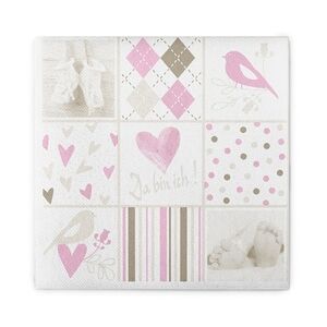 Sovie HOME Serviette Baby in Rosa-Weiß aus Linclass® Airlaid 40 x 40 cm, 12 Stück