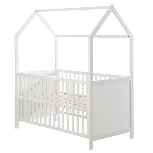 Roba Babybett und Kinderbett in Hausoptik 70 x 140 cm – Weiß