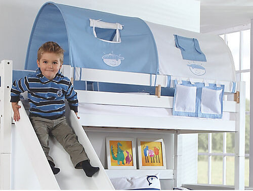 Relita 2er Tunnel Hoch-und Etagenbetten, Boy, hellblau/weiß, 150 cm  Kinder