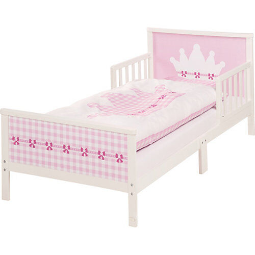 Roba Kinderbett KRONE. 70 x 140 cm, weiß rosa/weiß