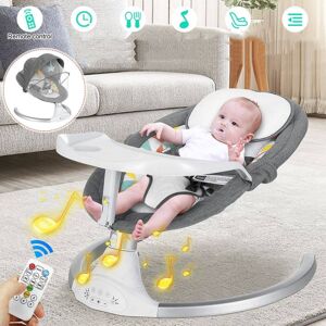 BIOBY Baby rocker elektrisk bluetooth baby swing baby vugge med musik, justerbart ryglæn 5 vibrationsamplituder