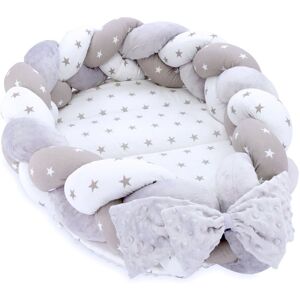 Amazinggirl Babynest nyfødt babynest - Fløjlsnussede med fletpude aftageligt sæt tosidet babynest babyseng 75X45, stjerner