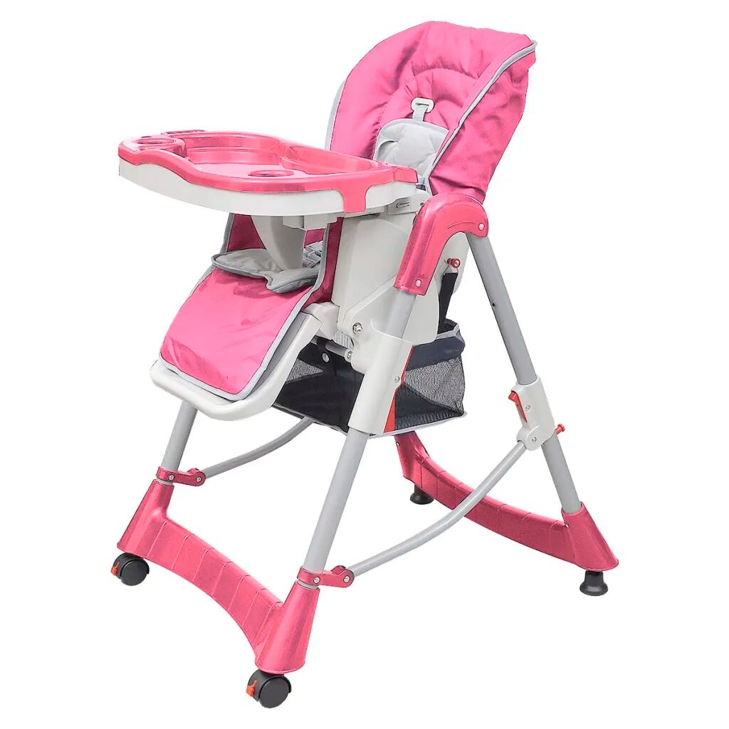 vidaXL babyhøjstol Deluxe lyserød højdejusterbar