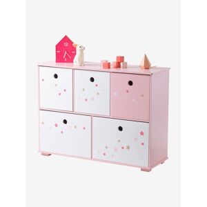 VERTBAUDET Mueble de almacenaje con 5 cajas Historias fabulosas rosa estrellas