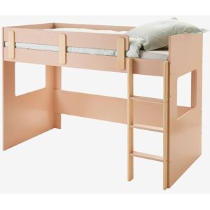 VERTBAUDET Cama mezzanine media altura LÍNEA EVEREST rosa medio liso