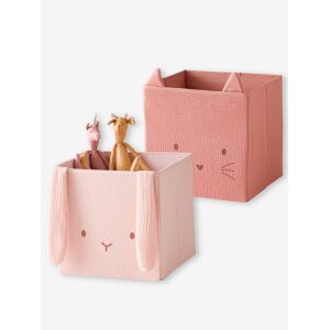VERTBAUDET Pack de 2 caja de animales de gasa de algodón lote rosa
