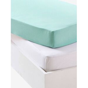 VERTBAUDET Pack de 2 sábanas bajeras de punto elástico bebé verde medio liso