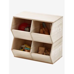 VERTBAUDET Mueble 4 cajas Toys beige claro liso con motivos