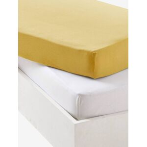 VERTBAUDET Pack de 2 sábanas bajeras de punto elástico bebé amarillo oscuro liso