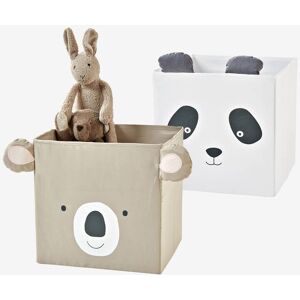 VERTBAUDET Lote de 2 cajas de tejido Panda Koala beige medio liso