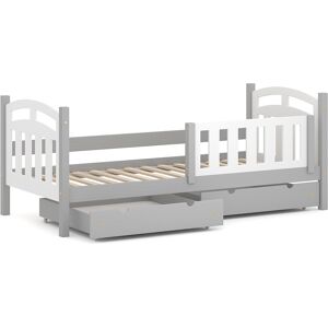 WNM Group Cama individual de pino macizo y MDF 190x80 gris